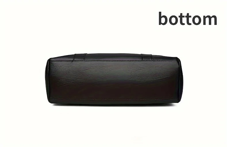 1pc Spacious PU Solid Color Shoulder Bag - Durable, Zipper Portable Double Handle Tote Bag with Large Capacity - Perfect Commute