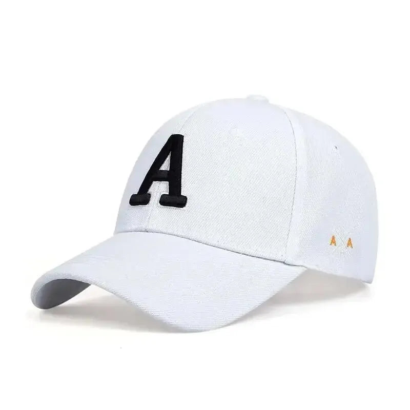 قبعات بيسبول للجنسين بتطريز حرف A بسيط للربيع والخريف، قابلة للتعديل، مناسبة للأنشطة الخارجية، وقبعات واقية من الشمس