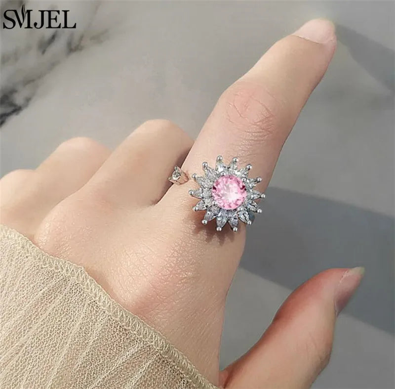 خواتم فاخرة دوارة على شكل حيوانات لتخفيف التوتر للنساء، خواتم دوارة لطيفة على شكل زهرة وقلب ويعسوب، خاتم مضاد للتوتر، مجوهرات زفاف