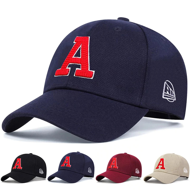 قبعات بيسبول للجنسين مطرزة بحرف A قابلة للتعديل للاستخدام في الهواء الطلق ومناسبة للربيع والخريف وقبعات واقية من الشمس