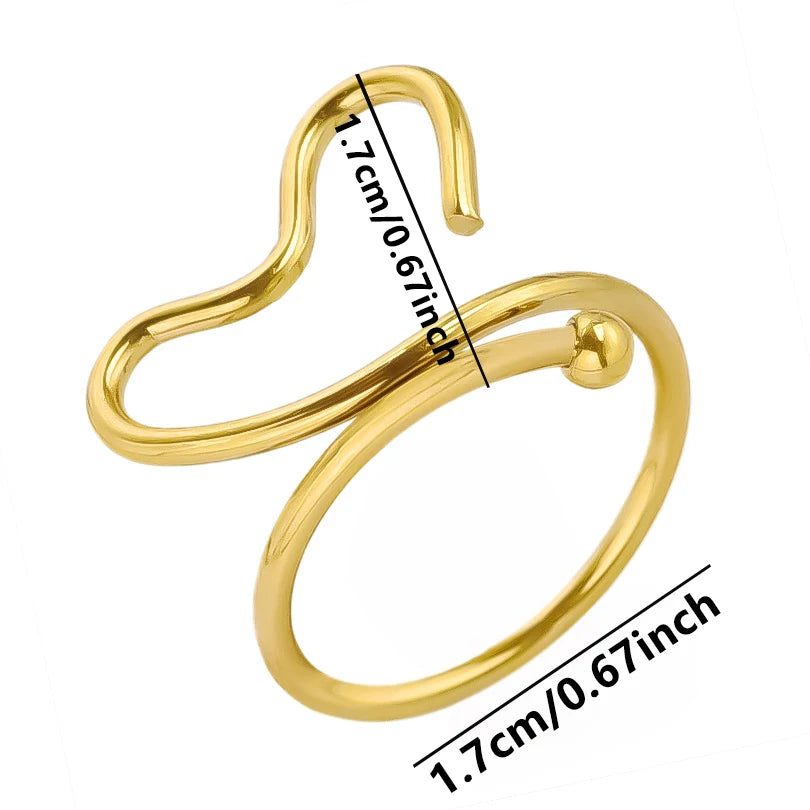 6 قطع/مجموعة خواتم أنيقة مطلية بالذهب الحقيقي من الفولاذ المقاوم للصدأ على شكل زهرة وقلب وحب وصليب خواتم مجوهرات للنساء والرجال إكسسوارات ساحرة