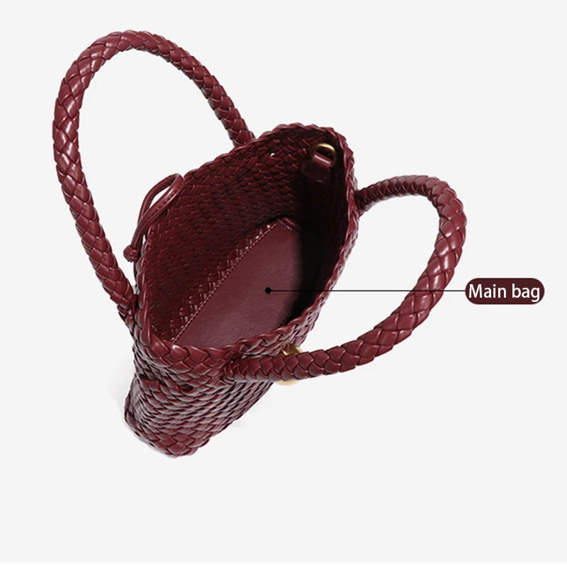 حقيبة كتف منسوجة للنساء، حقيبة كروس بودي للنساء، حقيبة يد صغيرة، محفظة من الجلد النباتي، حقيبة يد كبيرة، حقيبة هوبو