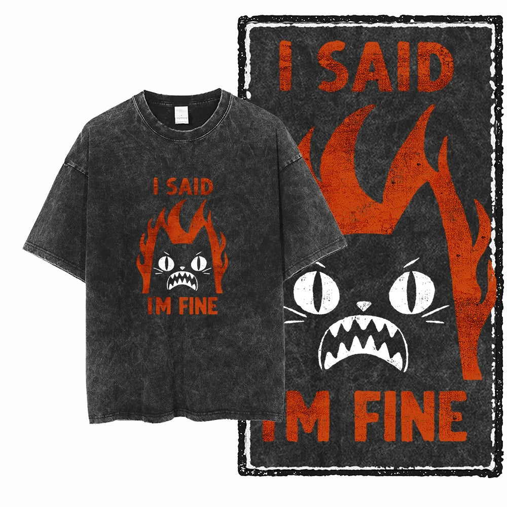 تيشيرت قطني مطبوع عليه قطة من COOLMIND DB، بتصميم حصري للجنسين، مغسول بحمض، برسومات مميزة، مناسب لملابس الشارع العصرية، متوفر بمقاسات كبيرة.