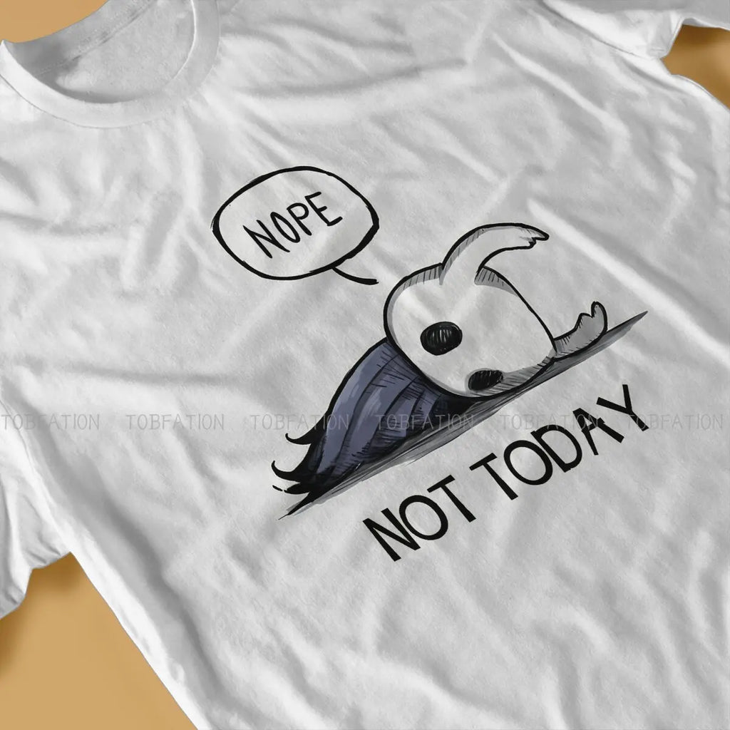 تي شيرت رجالي مطبوع عليه عبارة "لا ليس اليوم" مطبوع عليه عبارة "Hollow Knight Game" بتصميم ملابس ناعم وفضفاض كهدية إبداعية