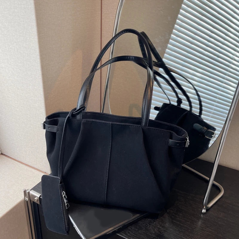 حقائب كتف من جلد الغزال للنساء، حقائب كبيرة من جلد الغزال، حقيبة خفيفة الوزن تحت الإبط، حقيبة تسوق عادية، حقائب سفر بلون واحد