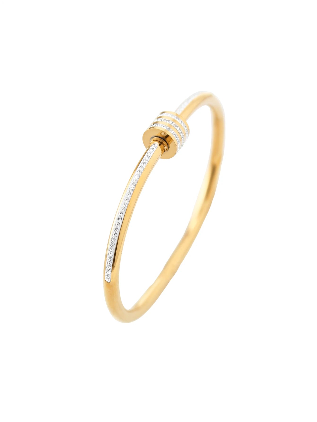 سوار أنيق من الفولاذ المقاوم للصدأ مع زهرة البرسيم الرباعية الماسية، خصر صغير، سوار مجوف من زهرة البرسيم الرباعية للنساء