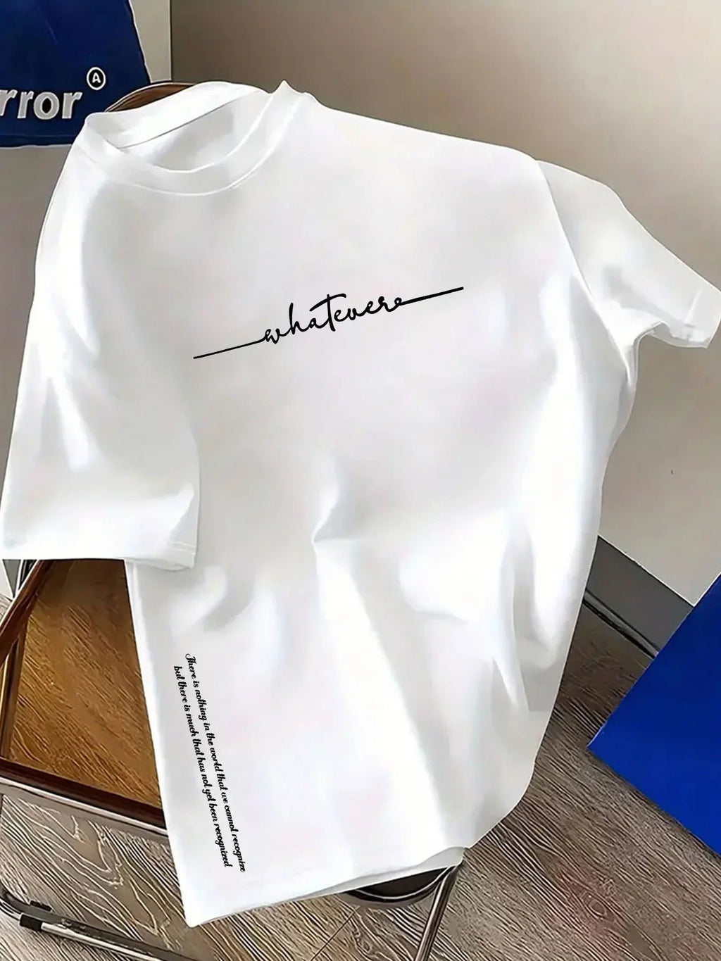 تيشيرت رجالي صيفي قطني 100%، عصري، كاجوال، رياضي، فضفاض، مقاسات كبيرة، مطبوع عليه حروف بسيطة، بياقة دائرية وأكمام قصيرة