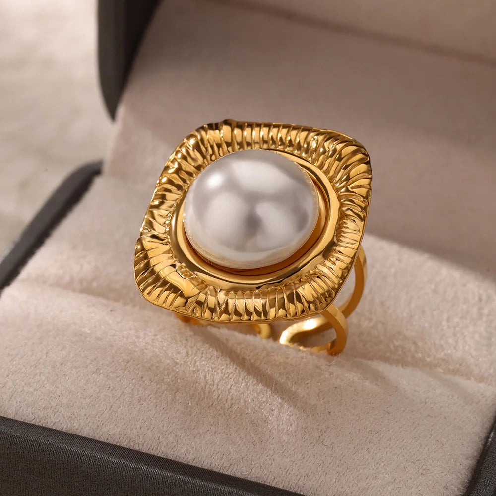 Luxury Stainless Steel Rings Gold Plated Colorful Stone Zircon Crystal Heart Ring For Women Wedding Boho Jewelry Christmas Gift