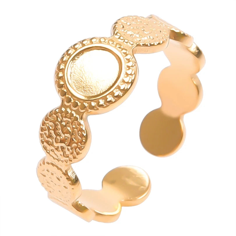 ٦ قطع/عبوة من حلقات مطلية بالذهب بقاعدة من الفولاذ المقاوم للصدأ، خواتم مفاصل فارغة يمكنك صنعها بنفسك للنساء، مجوهرات ساحرة لا يتغير لونها، بيع بالجملة