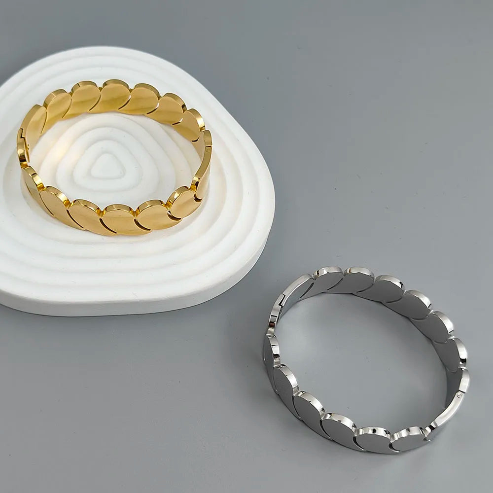 سوار جديد من الفولاذ المقاوم للصدأ مطلي بالذهب عيار 18 قيراطًا على شكل قطرة ماء، مجوهرات فضية عالية الجودة مقاومة للماء، هدية للأزواج