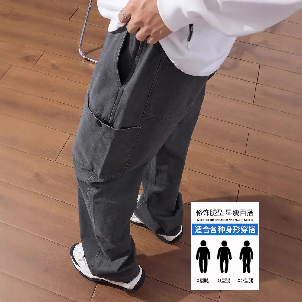 American Workwear Men's Spring and Autumn Style 2025 New Loose Straight Casual Wide-leg Pants