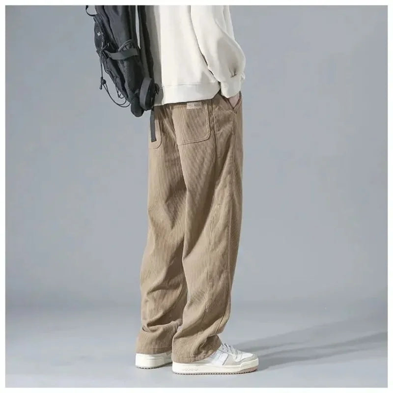 2025 Spring Autumn New Men'S Corduroy Straight Leg Pants Men comfort Loog Trousers Style Trendy Casual Sports Jogging pants