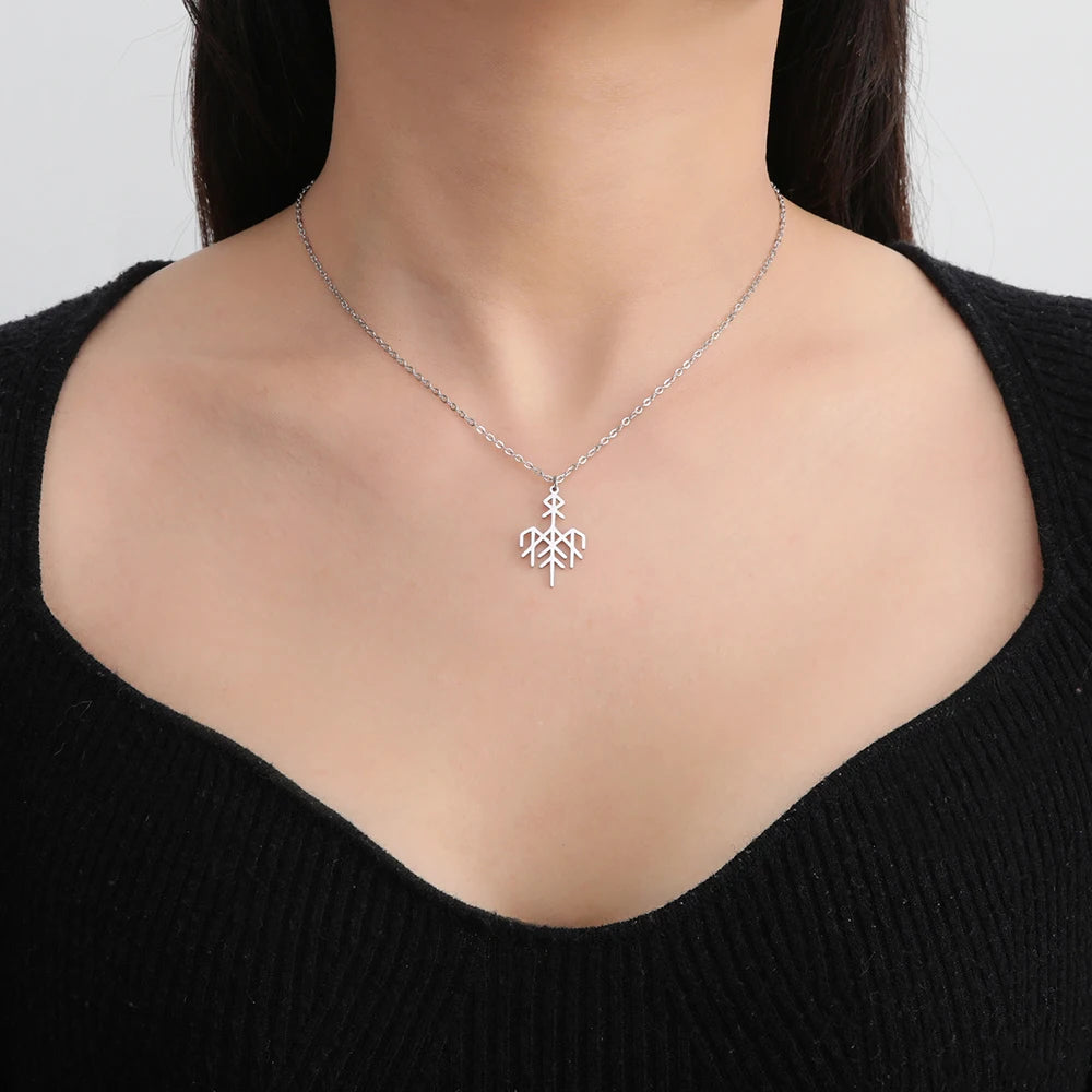 قلادة رمز دوابارا واردرونا، قلادة من رونية الفايكنج النوردي، تميمة حماية، مجوهرات من الفولاذ المقاوم للصدأ