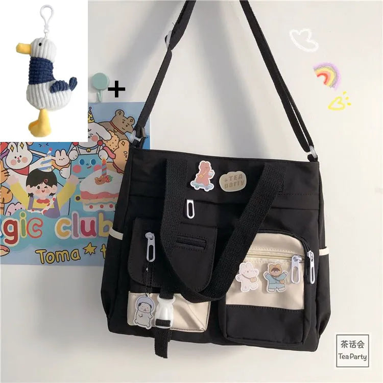 حقيبة يد نسائية من القماش النايلون المقاوم للماء، حقيبة كتف، حقيبة رسول يابانية، حقيبة كروس مدرسية للطالبات، حقيبة كتف للبنات