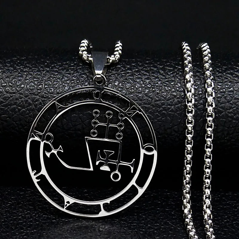 قلادة سيجيل من الفولاذ المقاوم للصدأ باللون الفضي، ختم دانتاليون سليمان، شيطان، سيجيل، قلادات، قلادات، مجوهرات، رقم N7150S03