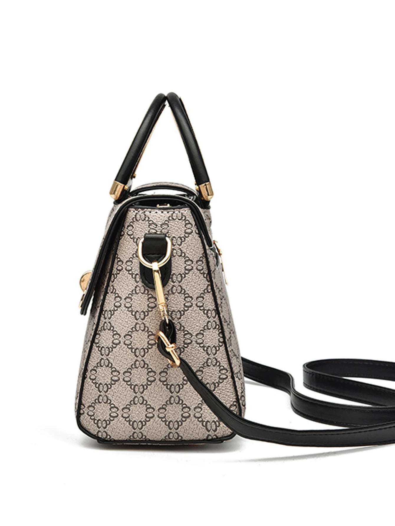 حقيبة يد مزخرفة مطبوعة هندسية عصرية، حقيبة كتف أنيقة ومتعددة الاستخدامات، حقيبة كروس كبيرة السعة