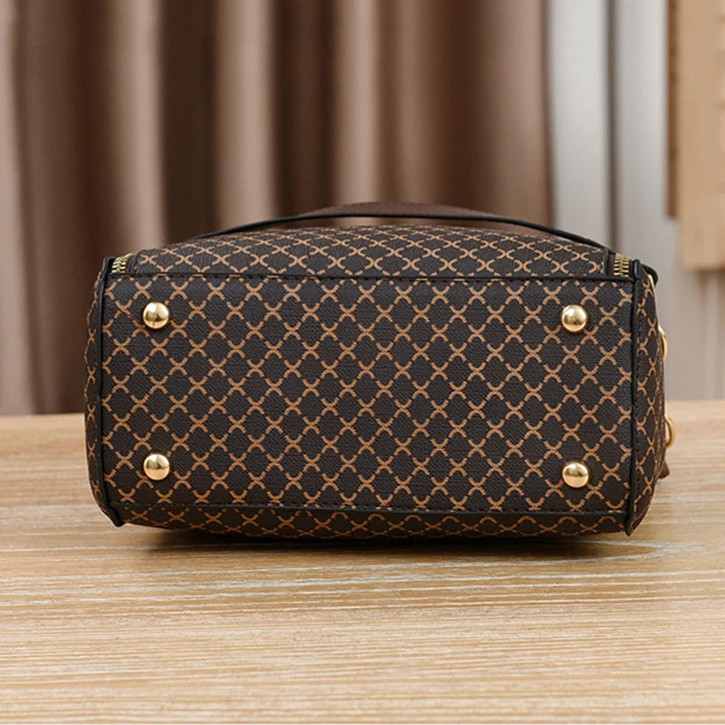 حقيبة يد نسائية جديدة بتصميم فاخر، حقيبة كتف دلو، حقيبة كروسبودي بنقشة مربعات قابلة للطي، سعة كبيرة، حقيبة كتف واحدة