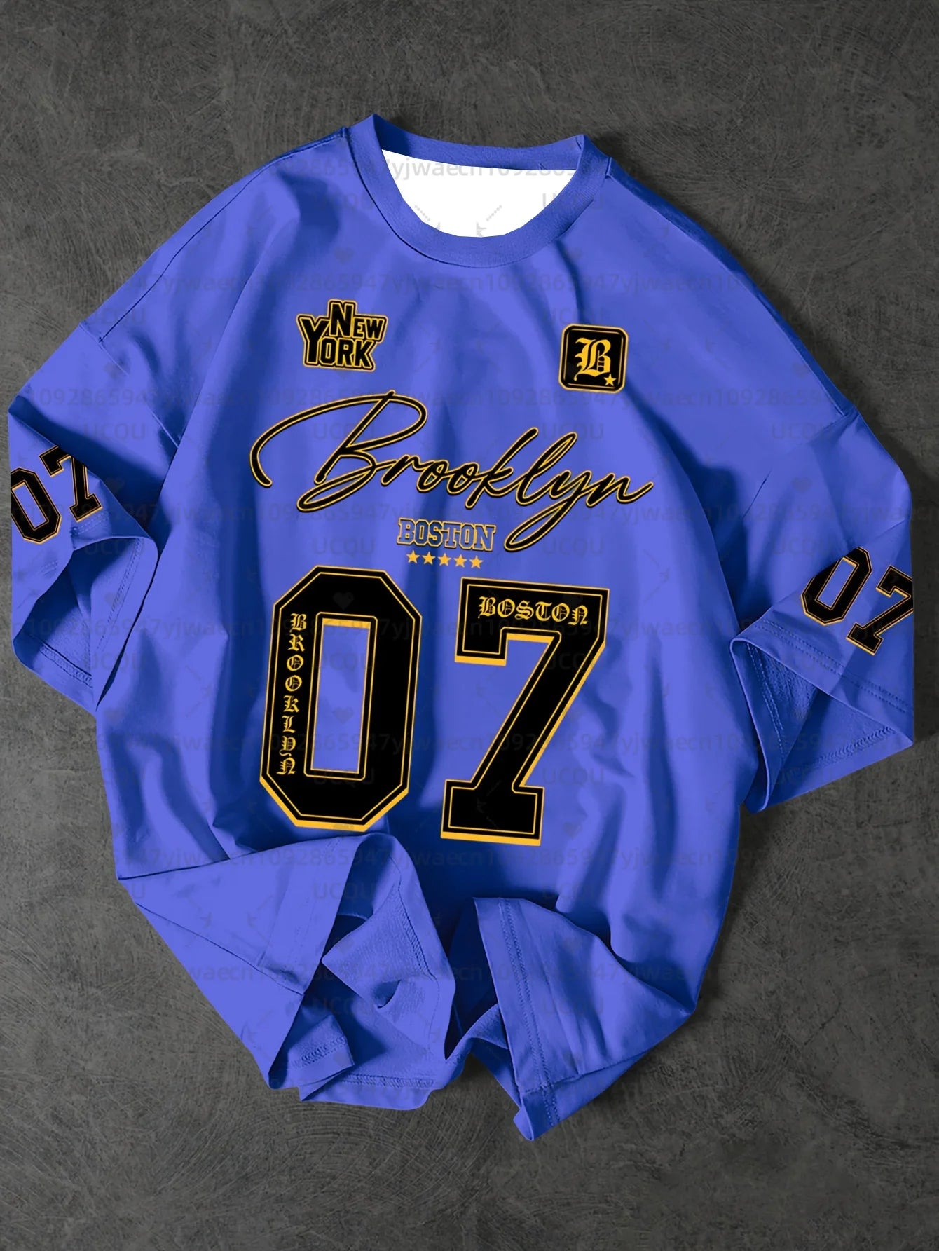 قميص رياضي رجالي مطبوع عليه شعار بروكلين 07 بأكمام قصيرة، تي شيرت صيفي برسومات جرافيكية، تي شيرت رياضي نسائي بمقاسات كبيرة