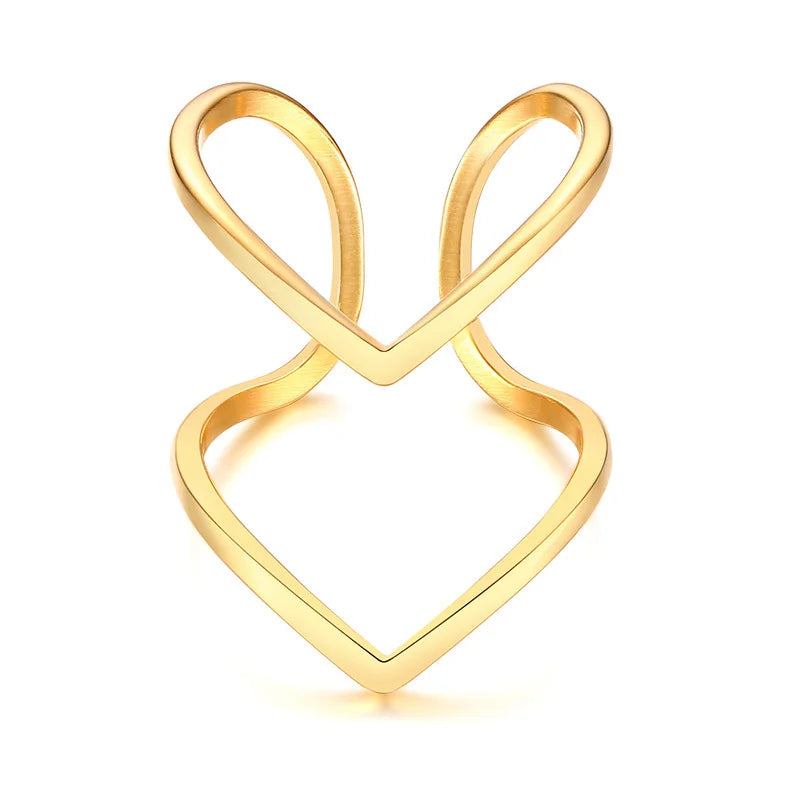 خواتم أنيقة بتصميم شيفرون للنساء، مجوهرات مثالية لحفلات أعياد الميلاد، مصنوعة من الفولاذ المقاوم للصدأ بلون ذهبي، هدية مثالية للارتداء اليومي.