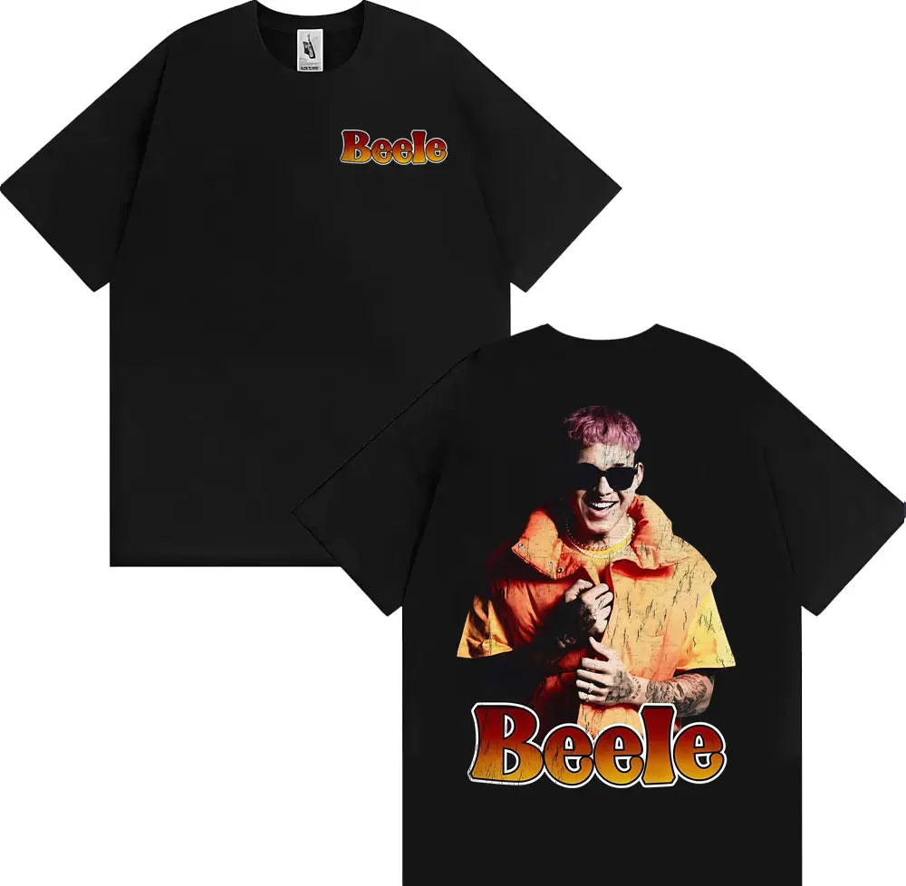 تي شيرتات رجالية ونسائية من ألبوم Rapper BEELE Tour 2025، تي شيرتات موسيقى الهيب هوب والبوب، تي شيرتات الشارع، قطن 100%، تي شيرتات كبيرة الحجم، ملابس الشارع