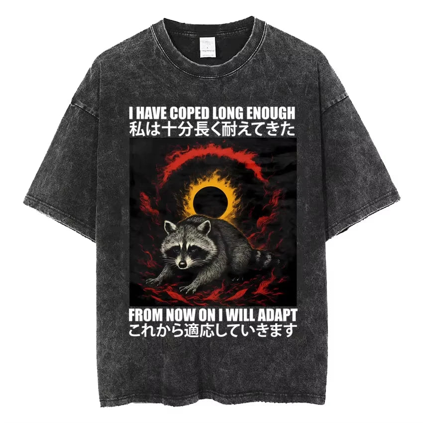 تي شيرتات Vintage Washed The Harbinger of Awkward Situations تي شيرت Weirdcore Japanese Funny Graphic تي شيرت رجالي Harajuku