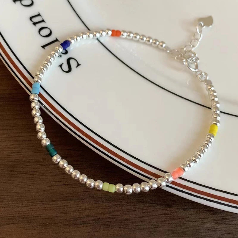 سوار PANJBJ من الفضة الإسترلينية عيار 925 عالي الجودة للنساء مصنوع من خرز الحب الكوري مجوهرات حلوة هدية شحن مباشر