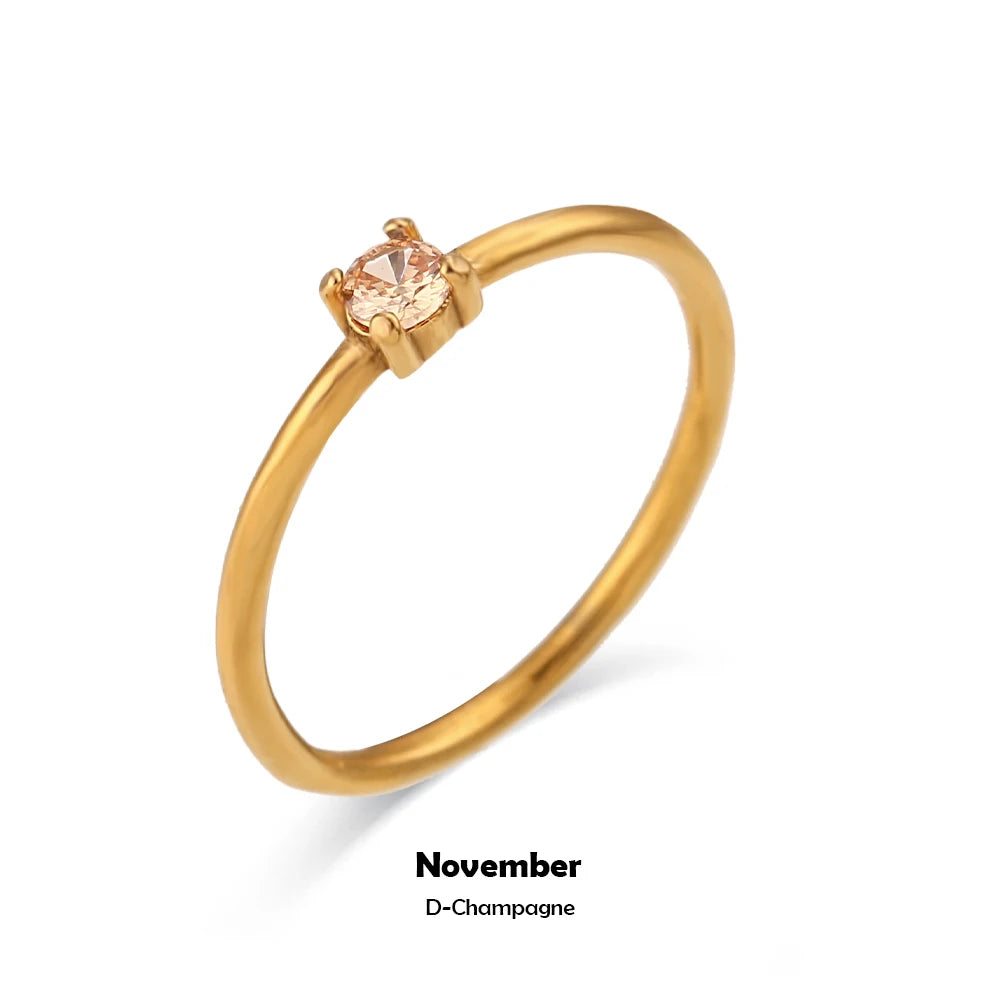 خاتم إيبيل للنساء، مطلي بالذهب، مصنوع من الفولاذ المقاوم للصدأ، مرصع بأحجار الزركونيا المكعبة، بتصميم الأبراج الاثني عشر، هدية مثالية لأعياد الميلاد.