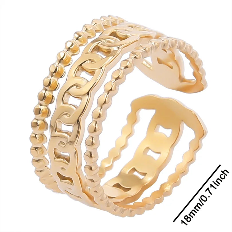 خواتم أنيقة مطلية بالذهب من الفولاذ المقاوم للصدأ، 6 قطع/مجموعة، بتصميمات زهور ونجوم وأوراق شجر وحب وثعبان، خواتم مجردة، مجوهرات نسائية بالجملة