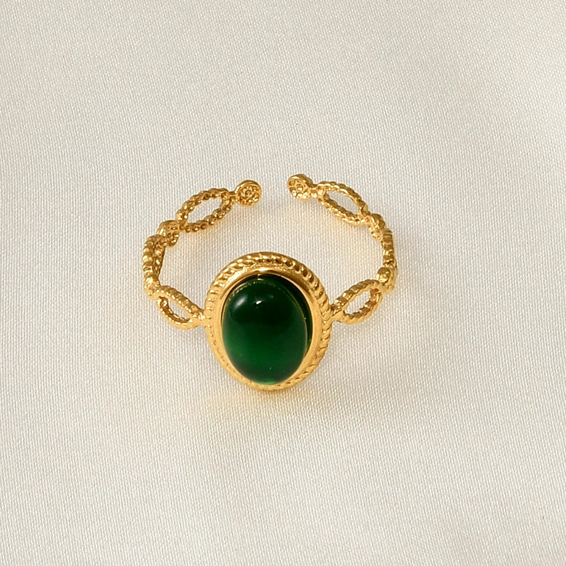 1 قطعة من خواتم عين النمر الكلاسيكية المصنوعة من الفولاذ المقاوم للصدأ القابلة للتعديل والمفتوحة للنساء والرجال إكسسوارات خاتم إصبع ذهبي اللون