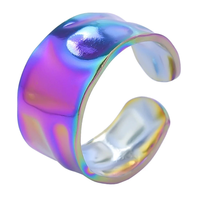 1 قطعة من خواتم عين النمر الكلاسيكية المصنوعة من الفولاذ المقاوم للصدأ القابلة للتعديل والمفتوحة للنساء والرجال إكسسوارات خاتم إصبع ذهبي اللون