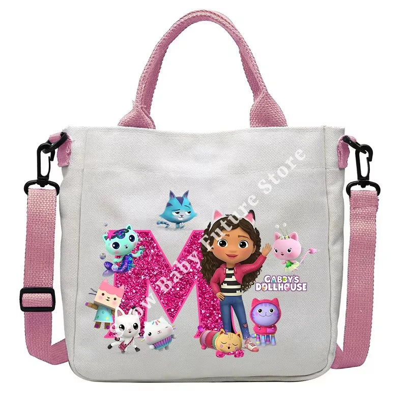 حقيبة كتف أنيقة بتصميم بيوت الدمى غابي للأولاد والبنات على شكل أنمي وحقيبة حمل أنيقة عليها حروف كرتونية وحقيبة يد من القماش وحقيبة كروس بودي وهدايا أعياد الميلاد