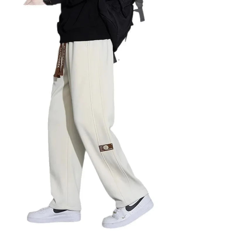 Men's Casual Pants, Men's Spring and Autumn New Style, Hanging Solid Color Sports Pants, Men Loose Straight Leg Wide Leg Pants