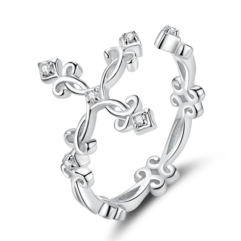 خواتم قابلة للتعديل من WOSTU، مصنوعة من الفضة الإسترليني عيار 925، قابلة للتكديس، مرصعة بالزركون، متوفرة بمقاسات مختلفة، للنساء، مجوهرات أصلية.