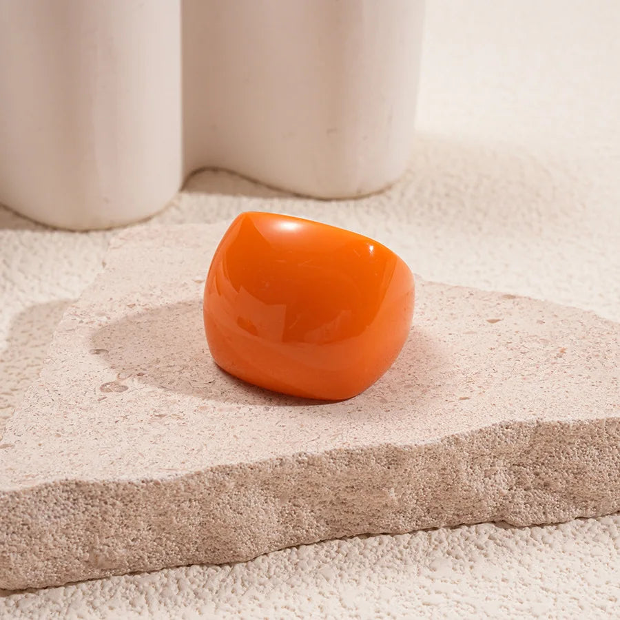 خاتم من الراتنج الأكريليكي بألوان الحلوى، بتصميم هندسي دائري بسيط وعصري، مناسب للأصابع، خواتم نسائية قابلة للتكديس، إكسسوارات مجوهرات يدوية.