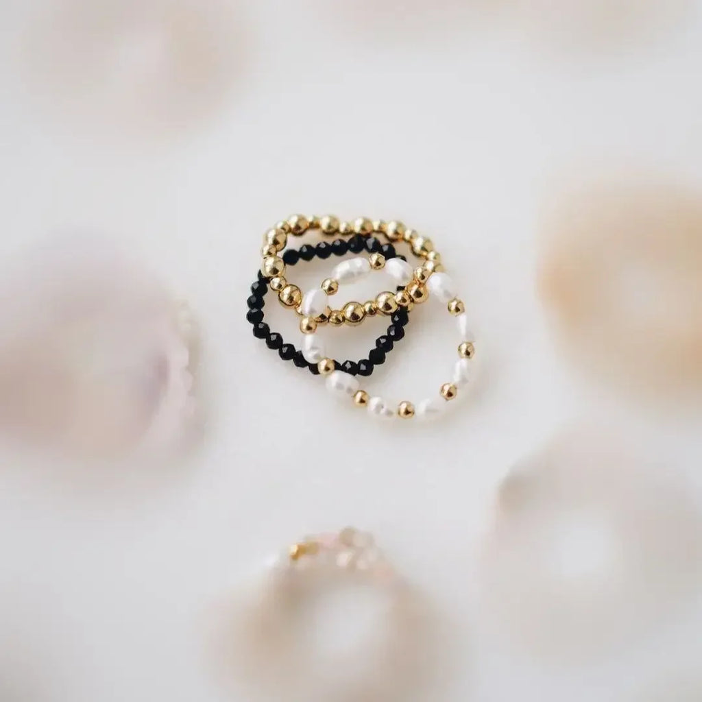 خاتم أنيق من لؤلؤ المياه العذبة مع خرز من الفولاذ المقاوم للصدأ، خواتم زفاف عصرية مصنوعة يدويًا للنساء والفتيات، متوفرة بالجملة