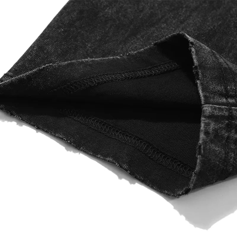 تي شيرت رجالي مطبوع عليه Manga Demon Slayer Kokushibo بأكمام قصيرة من القطن المغسول تي شيرت كاجوال عتيق تي شيرت Harajuku