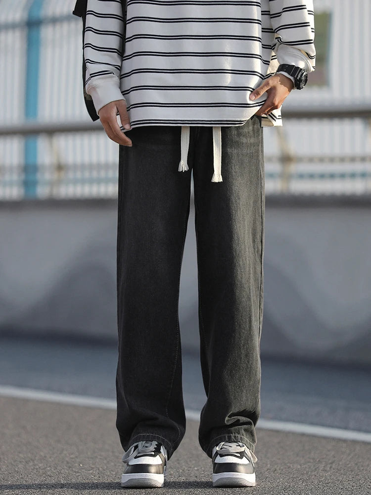 2025 Spring/Summer New 4-Color Retro Aged Men's Loose Straight leg Jeans Fashion Korean High Street Denim Pants Street Wear Men'