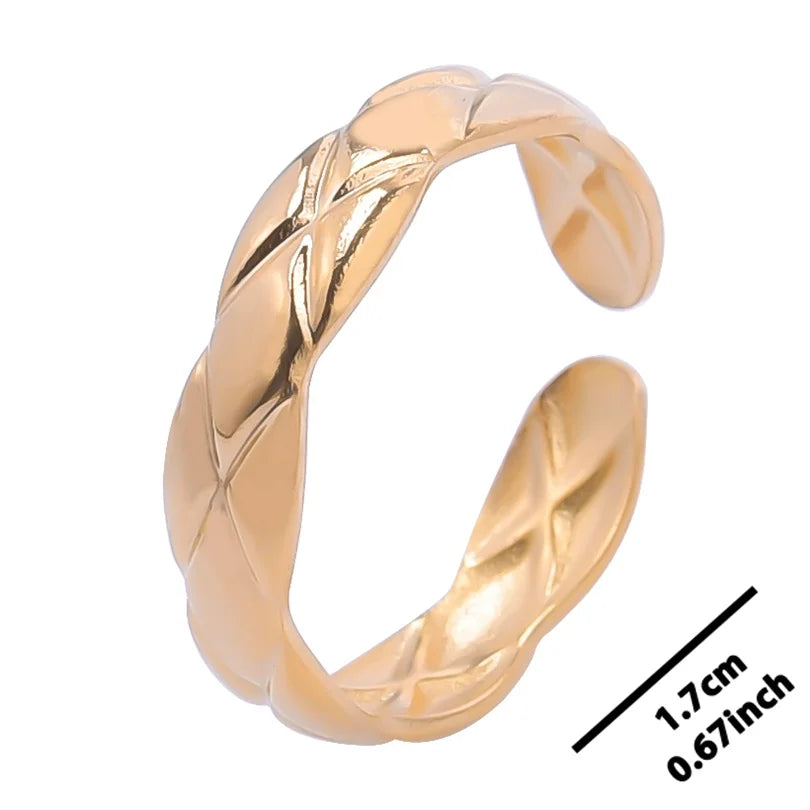 خواتم أنيقة مطلية بالذهب من الفولاذ المقاوم للصدأ، 6 قطع/مجموعة، بتصميمات زهور ونجوم وأوراق شجر وحب وثعبان، خواتم مجردة، مجوهرات نسائية بالجملة