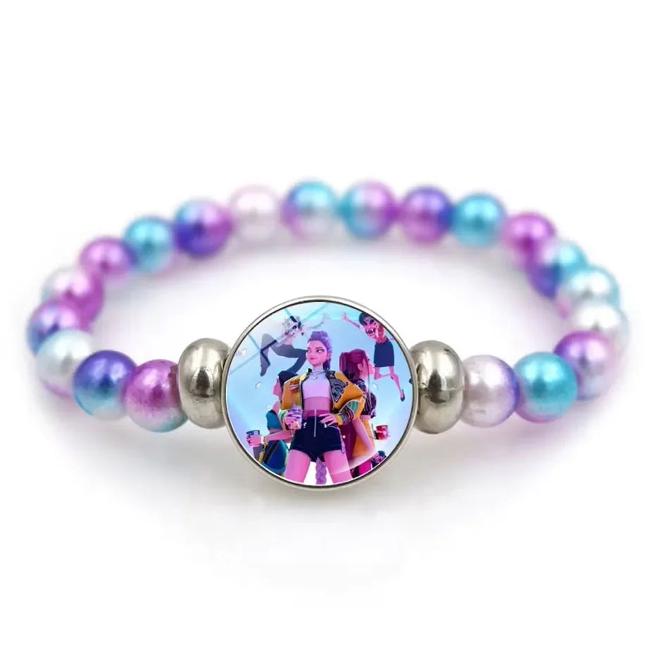 سوار من الخرز الزجاجي مصنوع يدويًا من خرزات K-Pop Demon Hunters لعام 2025 من Huntr-x Rumi Zoey Mira أساور للجنسين مجوهرات إكسسوارات هدايا للمعجبين