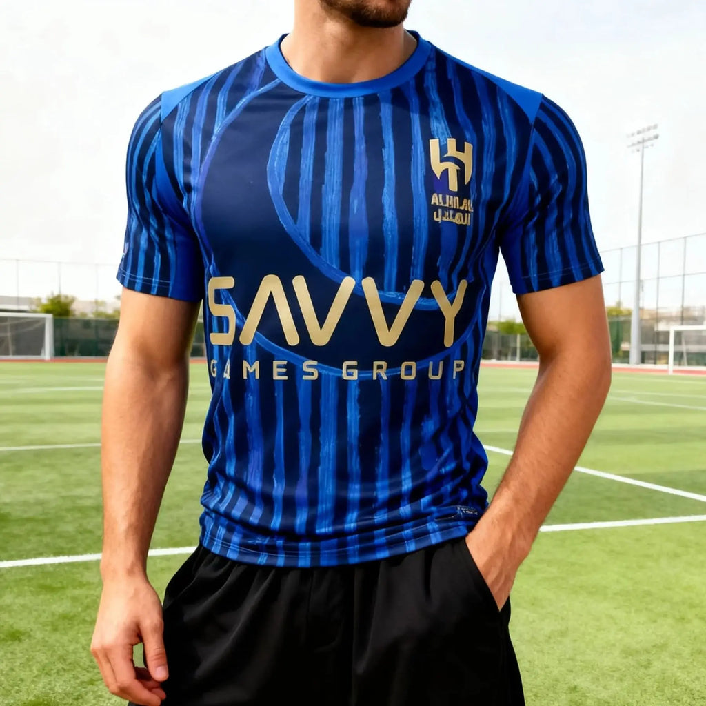 25-26  Al-Hilal main jersey football kit Men's quick drying Tshirt Adult T shirt Unisex children's matching tops