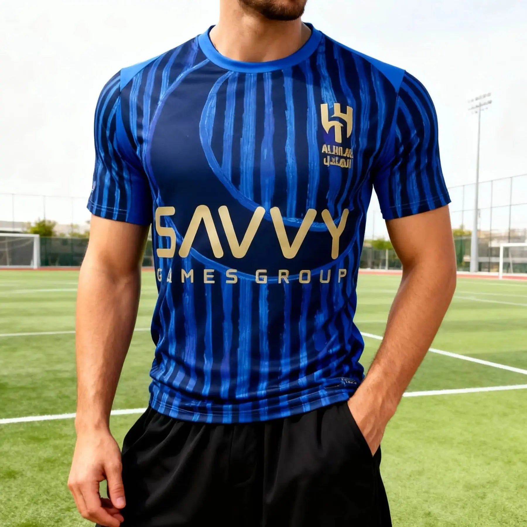 25-26  Al-Hilal main jersey football kit Men's quick drying Tshirt Adult T shirt Unisex children's matching tops