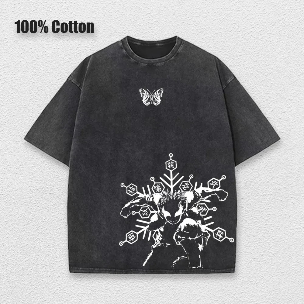 تي شيرت مانجا قاتل الشياطين أكازا كويوكي جرافيك مغسول مقاس كبير Y2K تي شيرت بأكمام قصيرة قطن ناعم ملابس رجالية ونسائية