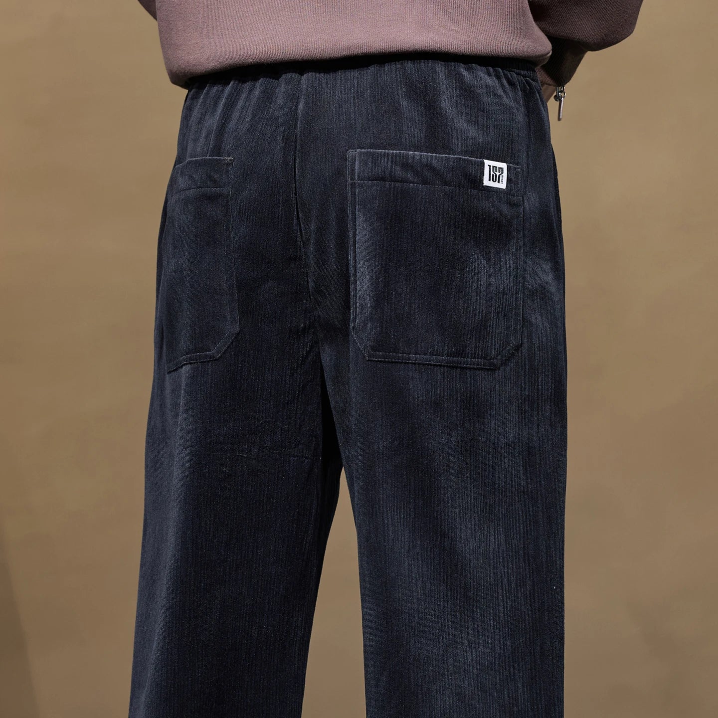 Soft Corduroy Men's Casual Pants Autumn New Elastic Waist Loose Straight Black Gray Trousers Comfortable Fashion Male Clothes