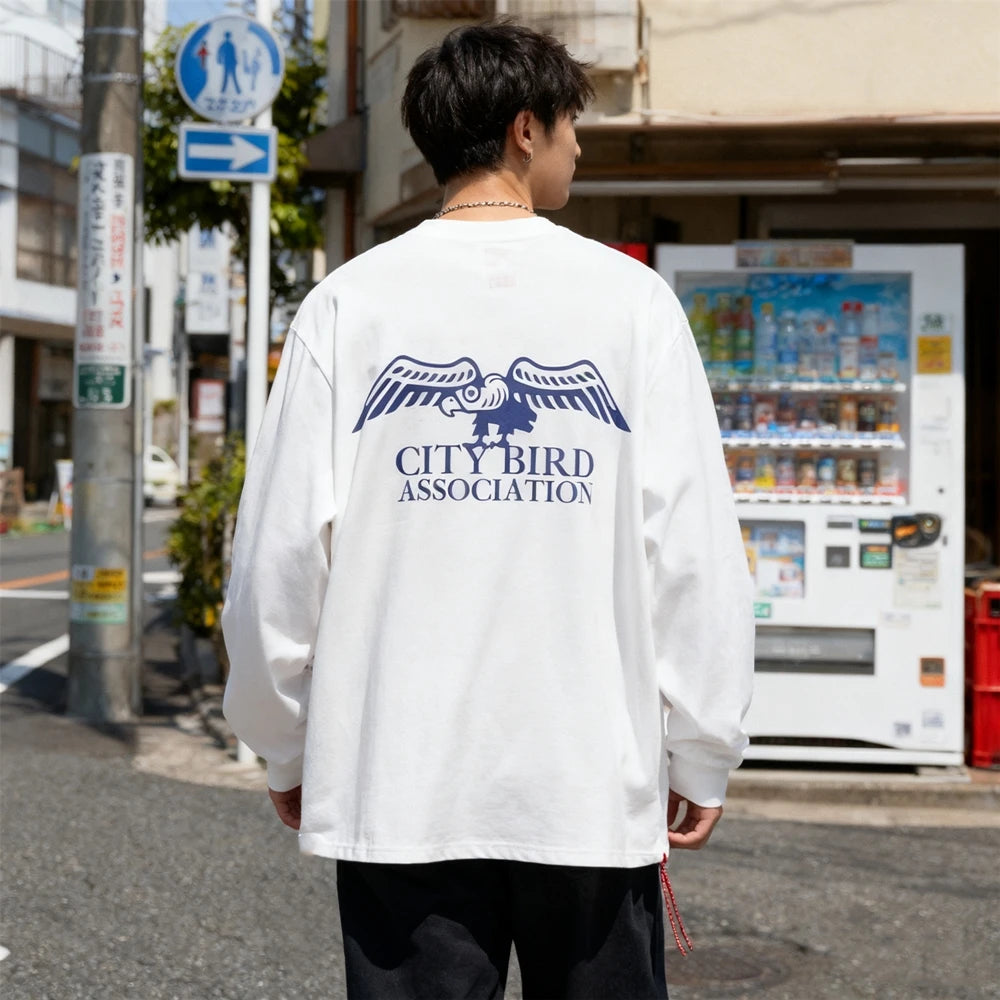 تي شيرت رجالي KUCLUT 300GSM 1:1 مطبوع عليه رسومات كرتونية عالية الجودة فضفاض بأكمام طويلة ومقاس كبير مصنوع من القطن بنسبة 100%