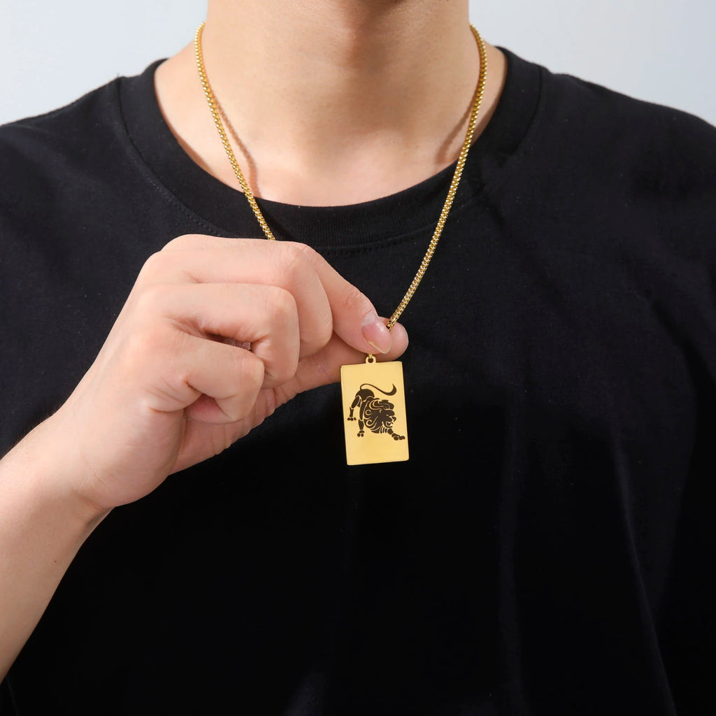 قلادة على شكل صندوق من 12 برجًا للرجال، مصنوعة من الفولاذ المقاوم للصدأ، بتصميم يوناني قديم، مكونة من 12 برجًا، هدايا