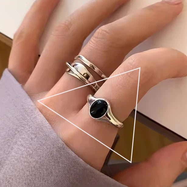 خواتم VENTFILLE من الفضة الإسترلينية عيار 925 بتصميم هيب هوب عتيق بخطوط مجوفة وبانك وفضة تايلاندية للحفلات قابلة للتعديل