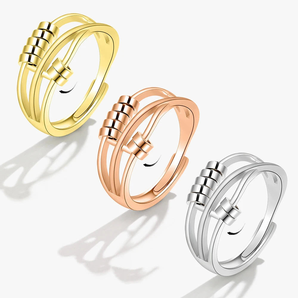 خواتم فضية مضادة للتوتر والقلق، عيار 925، خواتم دوارة للنساء والرجال، خواتم ذهبية عتيقة للأزواج، مجوهرات، شحن مجاني، هدية