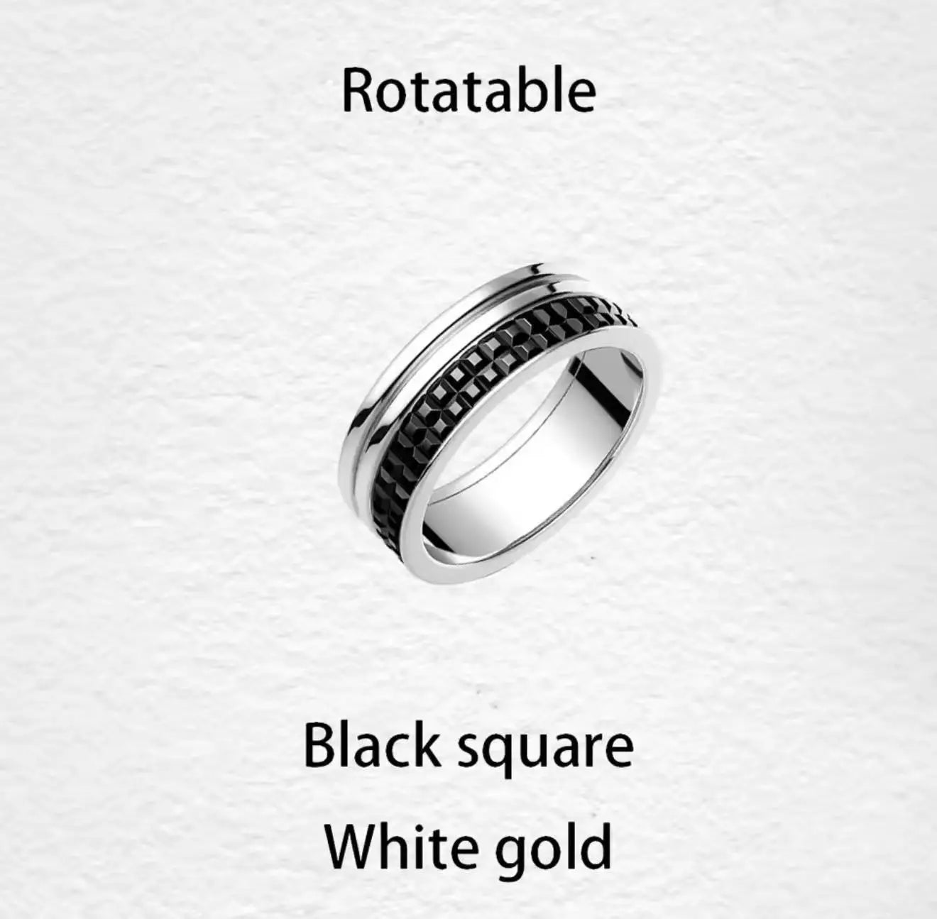 خواتم دوارة فاخرة على الطراز الفرنسي للرجال والنساء قابلة للدوران مصنوعة من مادة الموزانيت عالية الجودة باللونين الأسود والأبيض هدية للمهرجانات