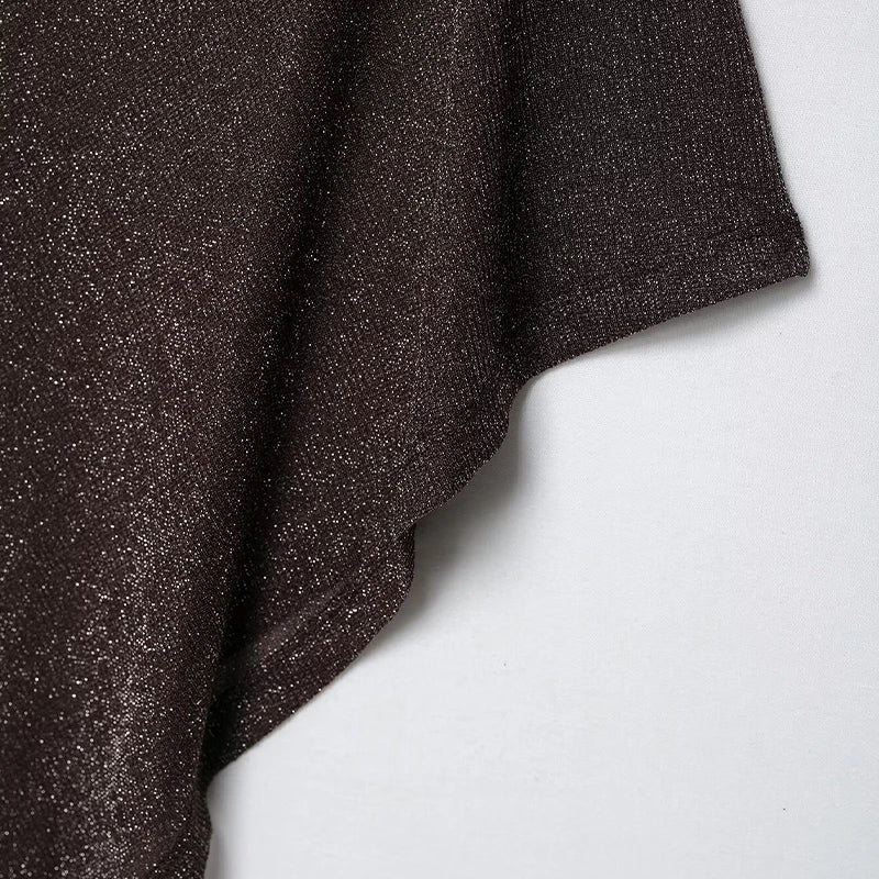 Willshela Women Fashion Coffee Pleated Asymmetrical Cape Shirt Vintage O-Neck Long Sleeves Female Chic Lady Blouse