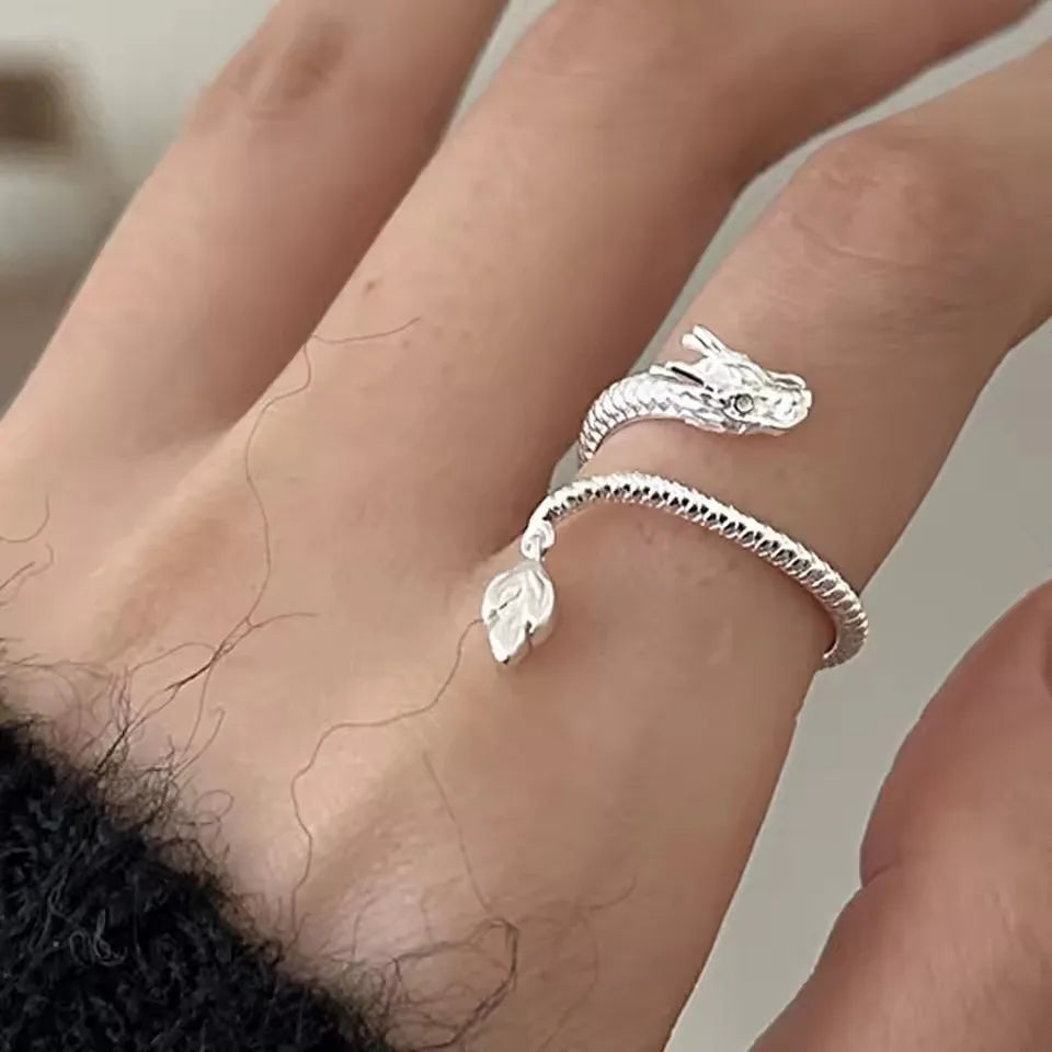 خاتم بانك من الفضة عيار 925 بتصميم تنين مجنح للنساء والفتيات، هدية مثالية للحفلات، مجوهرات عصرية مستوحاة من موسيقى الهيب هوب الكلاسيكية، خدمة توصيل مباشرة.